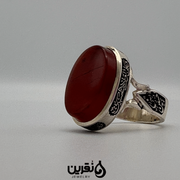 انگشتر نقره مردانه عقیق سرخ کد 1001 - Image 2