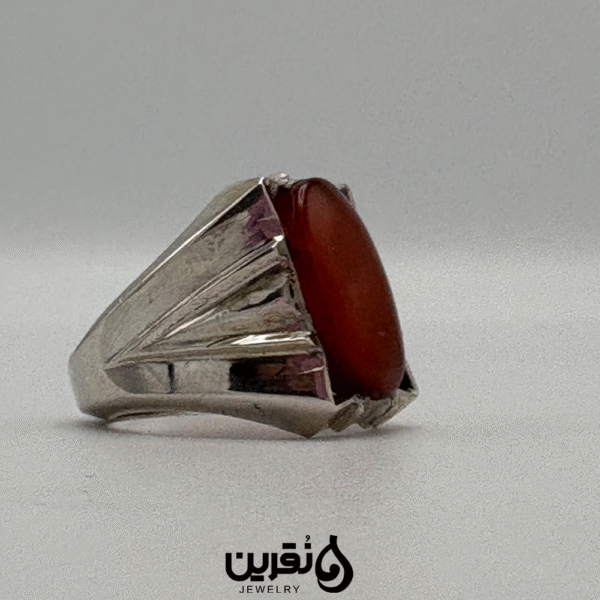 انگشتر نقره مردانه عقیق سرخ کد 1002 - Image 2