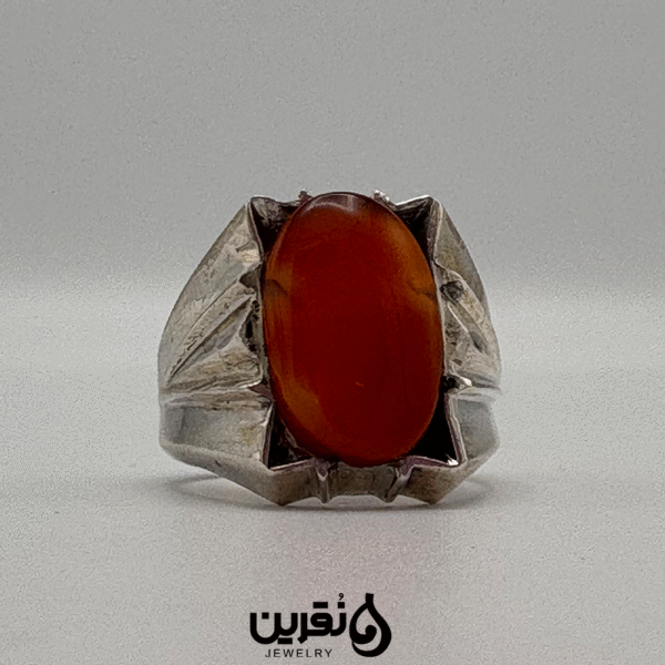 انگشتر نقره مردانه عقیق سرخ کد 1002